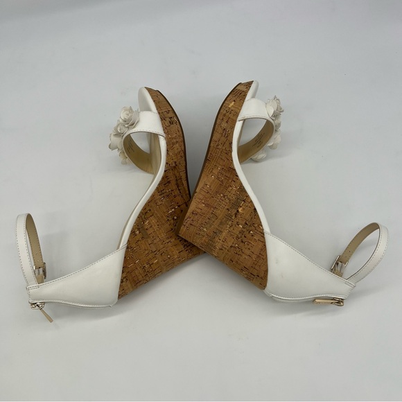 JESSICA SIMPSON White Jeffina Leather Wedge Sandals Size 9M - Picture 10 of 12